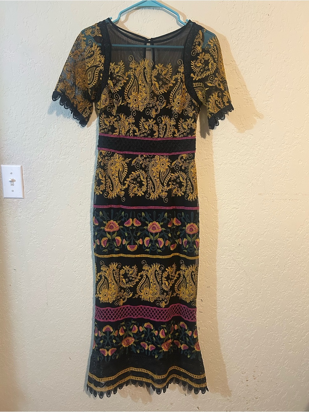 Anthropologie Jacquin Embroidered Midi Dress